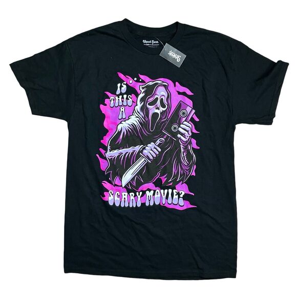 Scary Movie Ghostface Graphic Tee M Black Halloween Purple Horror Spooky - Picture 2 of 8
